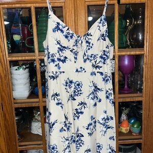 Altar'd State Cream and Blue Floral Mini Dress